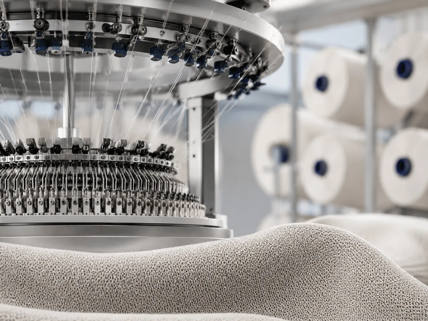 Circular knitting machine and yarn bobbins